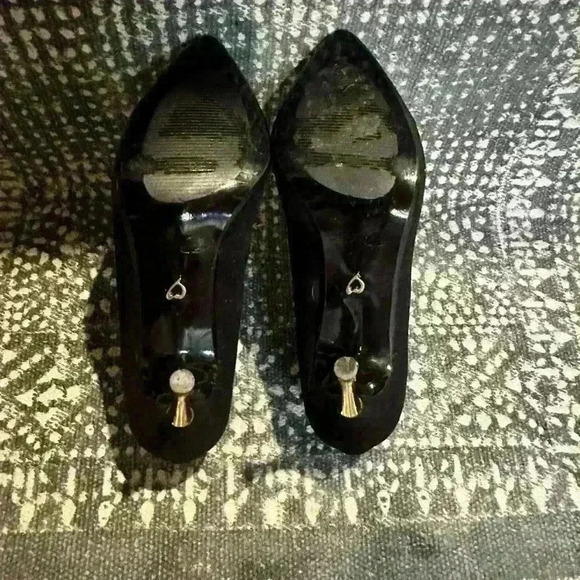 Thalia Sodi BLACK Suede Women Elina Spiked Gold Tone-Heel Pumps, size 7 - Picture 6 of 6